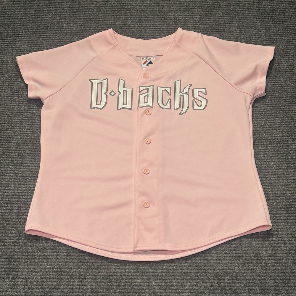 Y2K Arizona Diamond Backs Baseball Jersey Womens Large Majestic Pink Mlb